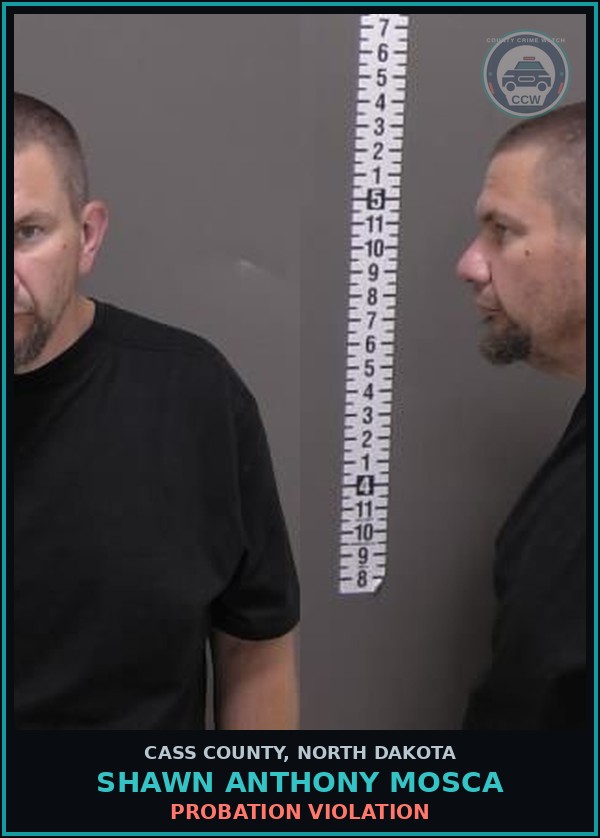 Booking mugshot of Shawn Anthony Mosca in Cass County