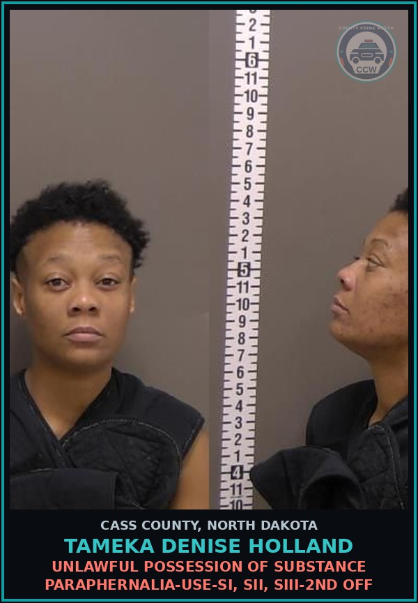 Booking mugshot of Tameka Denise Holland in Cass County