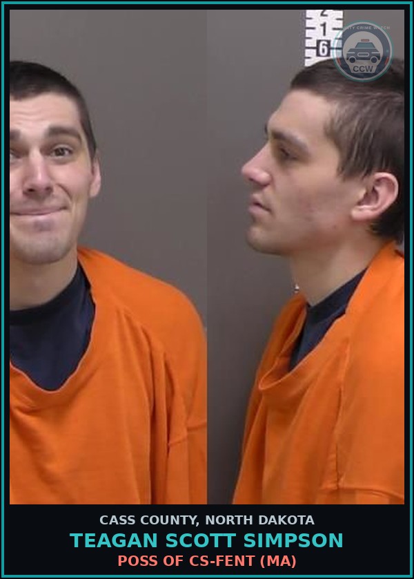 Booking mugshot of Teagan Scott Simpson in Cass County