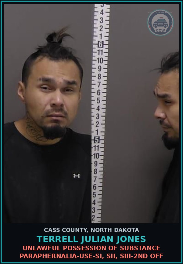 Booking mugshot of Terrell Julian Jones in Cass County