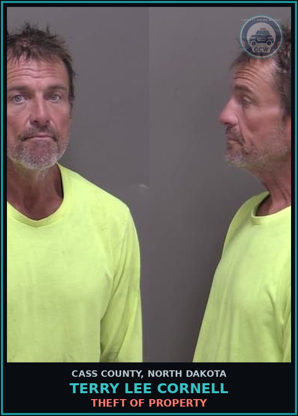 Booking mugshot of Terry Lee Cornell in Cass County