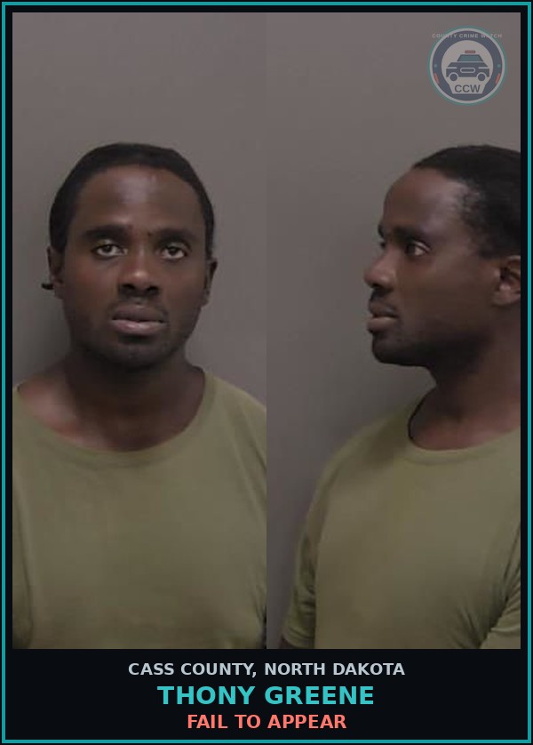 Booking mugshot of Thony Greene in Cass County