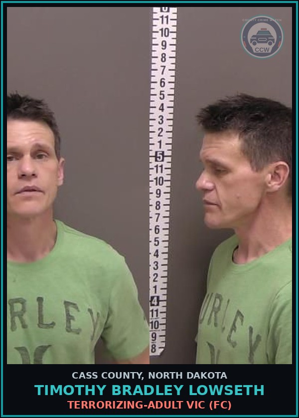 Booking mugshot of Timothy Bradley Lowseth in Cass County