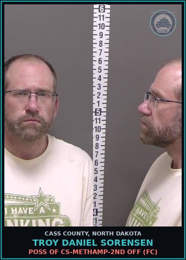 Booking mugshot of Troy Daniel Sorensen in Cass County