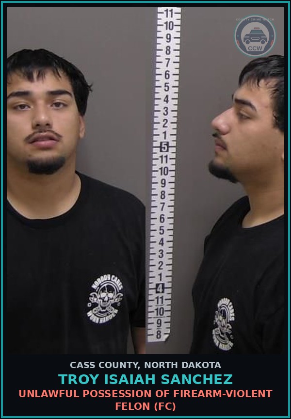 Booking mugshot of Troy Isaiah Sanchez in Cass County