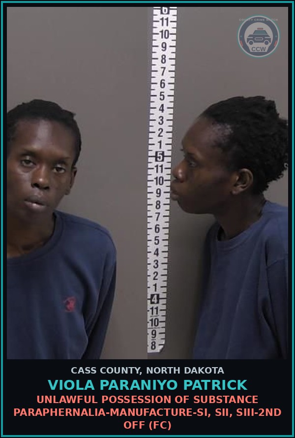 Booking mugshot of Viola Paraniyo Patrick in Cass County