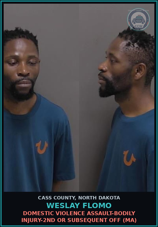 Booking mugshot of Weslay Flomo in Cass County