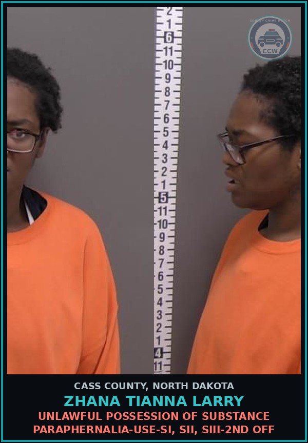 Booking mugshot of Zhana Tianna Larry in Cass County