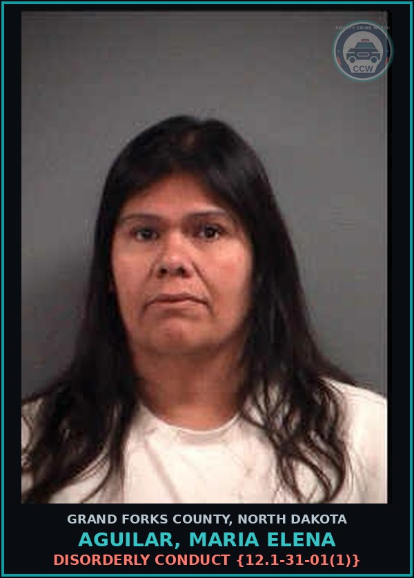Booking mugshot of Aguilar, Maria Elena in Grand Forks County