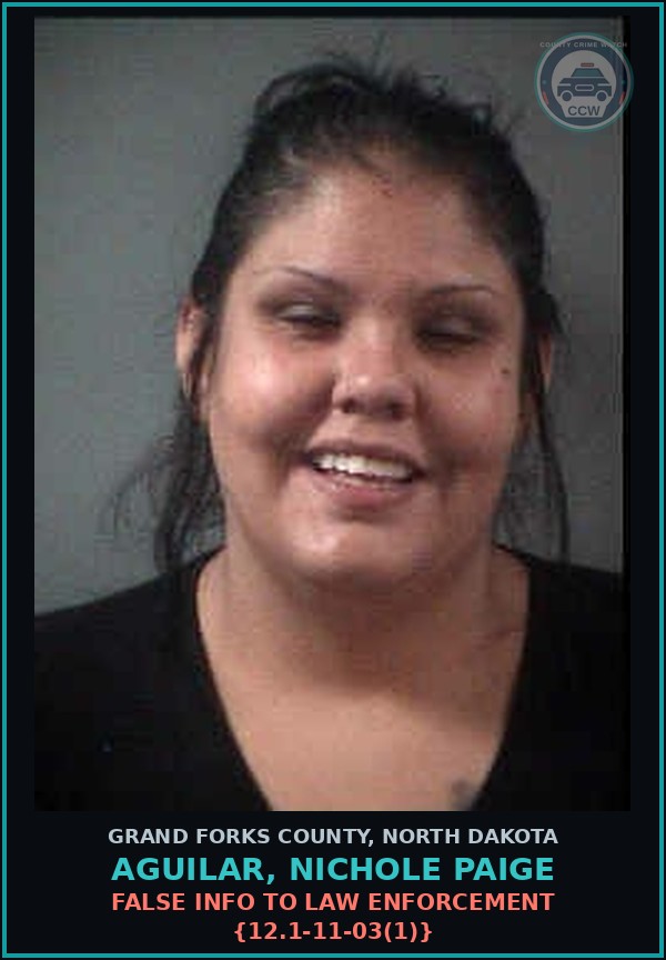 Booking mugshot of Aguilar, Nichole Paige in Grand Forks County