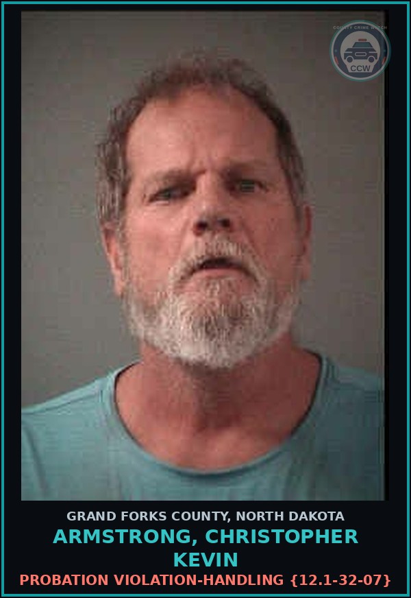 Booking mugshot of Armstrong, Christopher Kevin in Grand Forks County