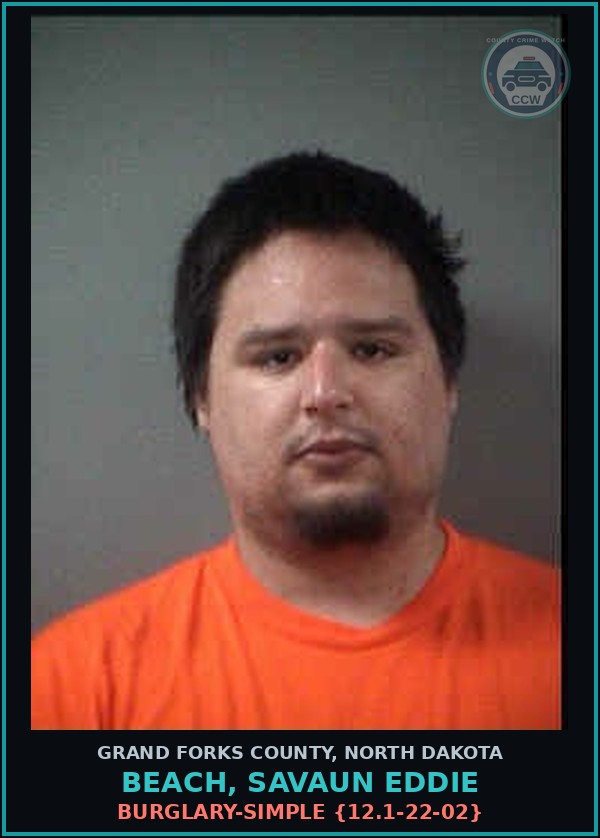 Booking mugshot of Beach, Savaun Eddie in Grand Forks County
