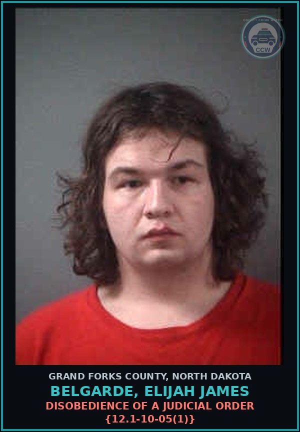 Booking mugshot of Belgarde, Elijah James in Grand Forks County
