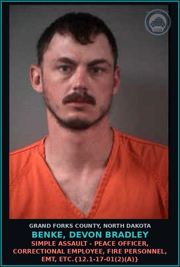Booking mugshot of Benke, Devon Bradley in Grand Forks County