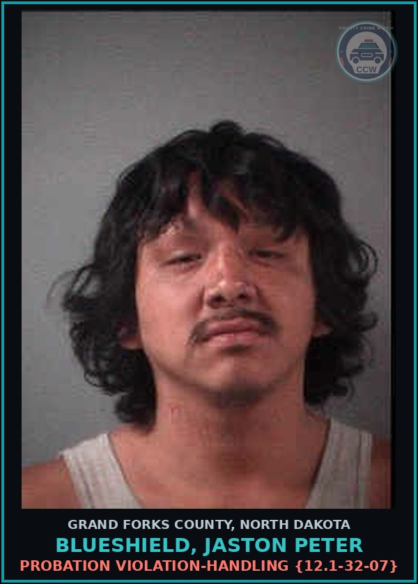 Booking mugshot of Blueshield, Jaston Peter in Grand Forks County