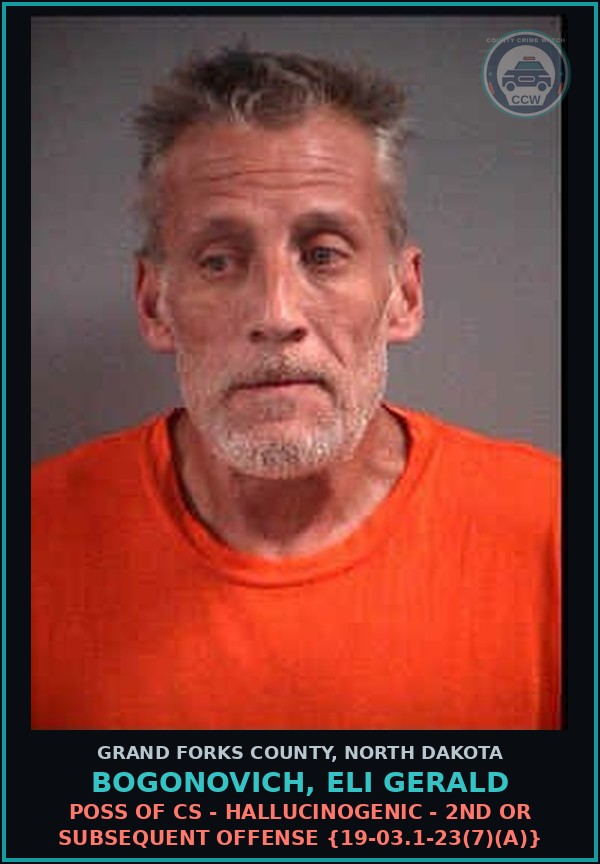 Booking mugshot of Bogonovich, Eli Gerald in Grand Forks County