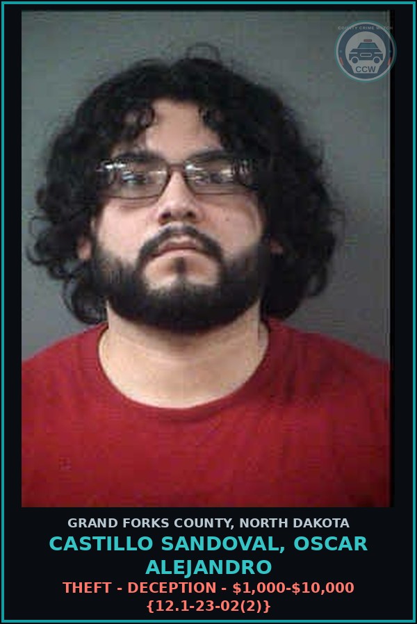 Booking mugshot of Castillo Sandoval, Oscar Alejandro in Grand Forks County