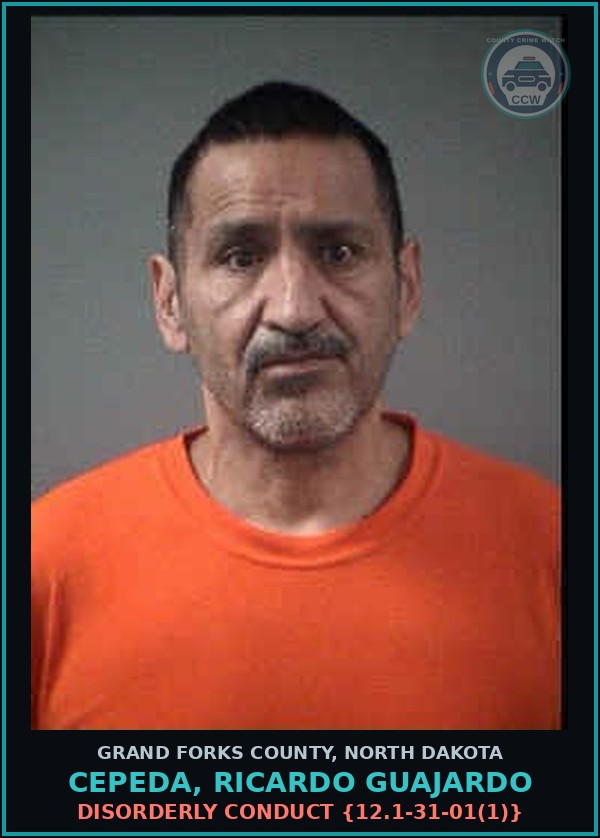 Booking mugshot of Cepeda, Ricardo Guajardo in Grand Forks County