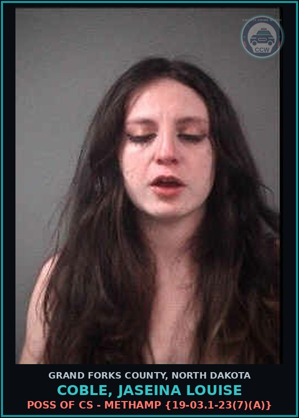 Booking mugshot of Coble, Jaseina Louise in Grand Forks County