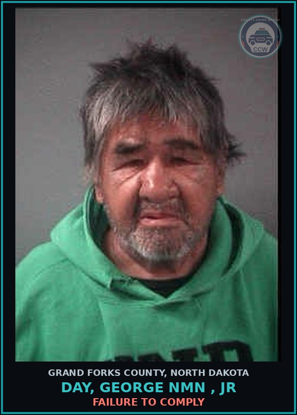 Booking mugshot of Day, George Nmn , Jr in Grand Forks County