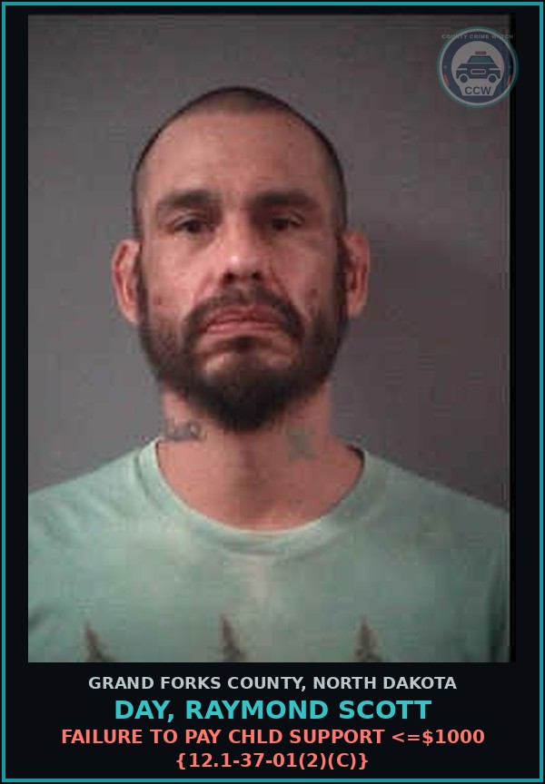 Booking mugshot of Day, Raymond Scott in Grand Forks County