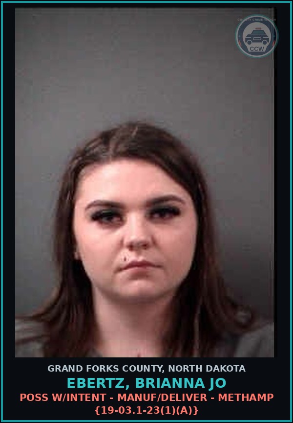 Booking mugshot of Ebertz, Brianna Jo in Grand Forks County