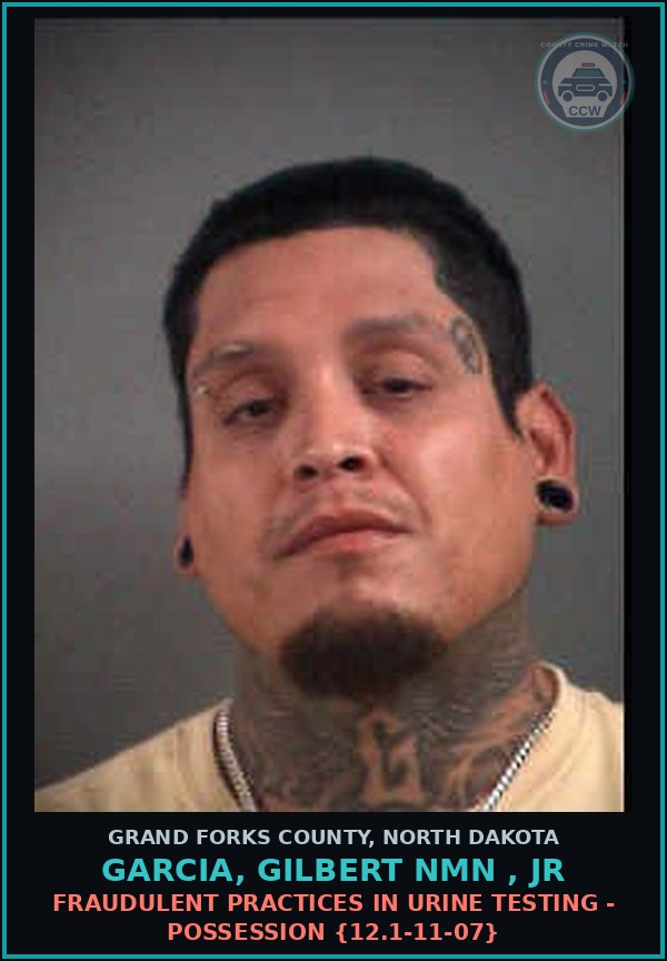 Booking mugshot of Garcia, Gilbert Nmn , Jr in Grand Forks County