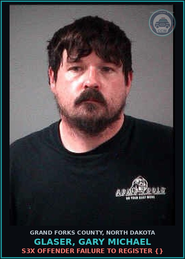 Booking mugshot of Glaser, Gary Michael in Grand Forks County