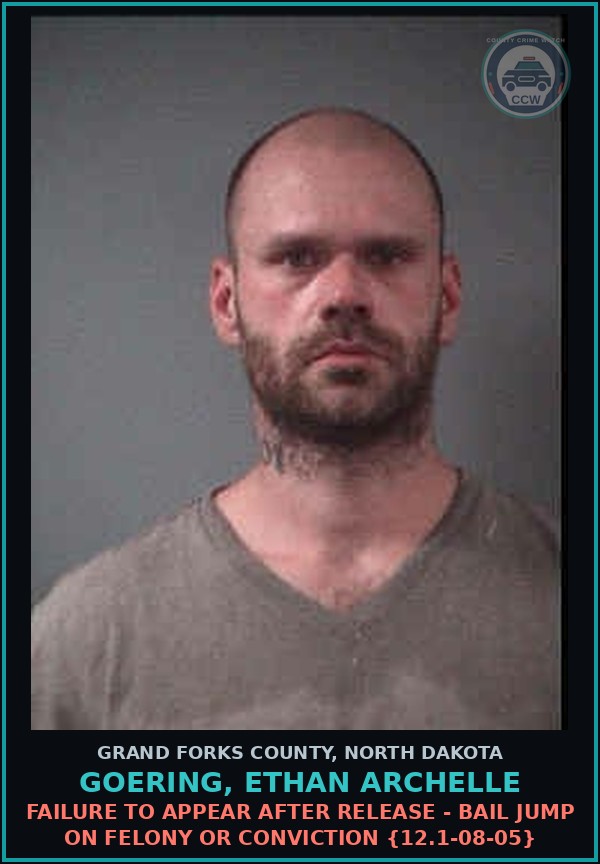 Booking mugshot of Goering, Ethan Archelle in Grand Forks County