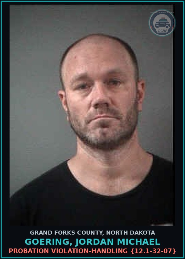 Booking mugshot of Goering, Jordan Michael in Grand Forks County