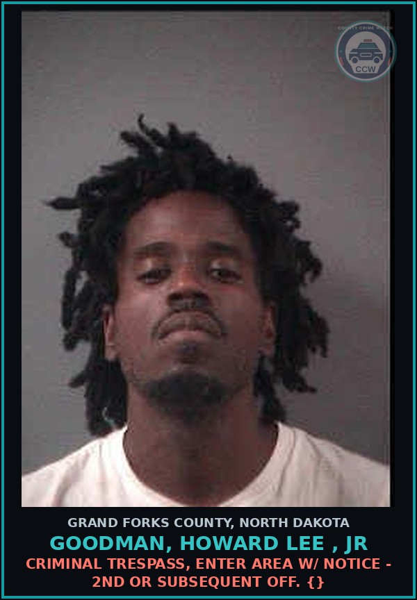 Booking mugshot of Goodman, Howard Lee , Jr in Grand Forks County