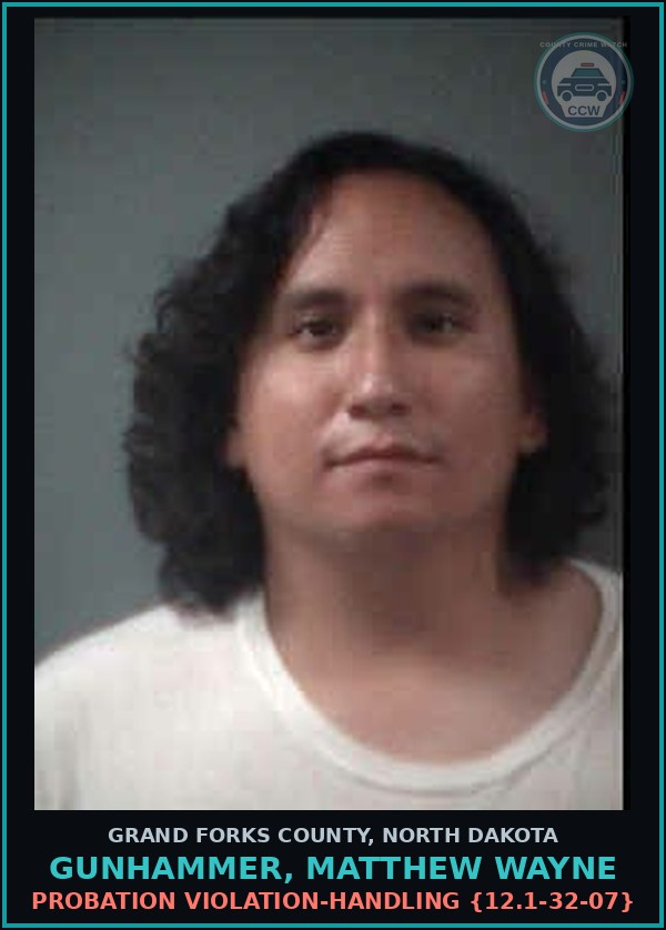 Booking mugshot of Gunhammer, Matthew Wayne in Grand Forks County