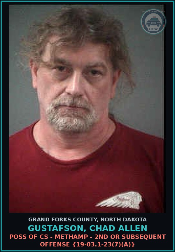 Booking mugshot of Gustafson, Chad Allen in Grand Forks County