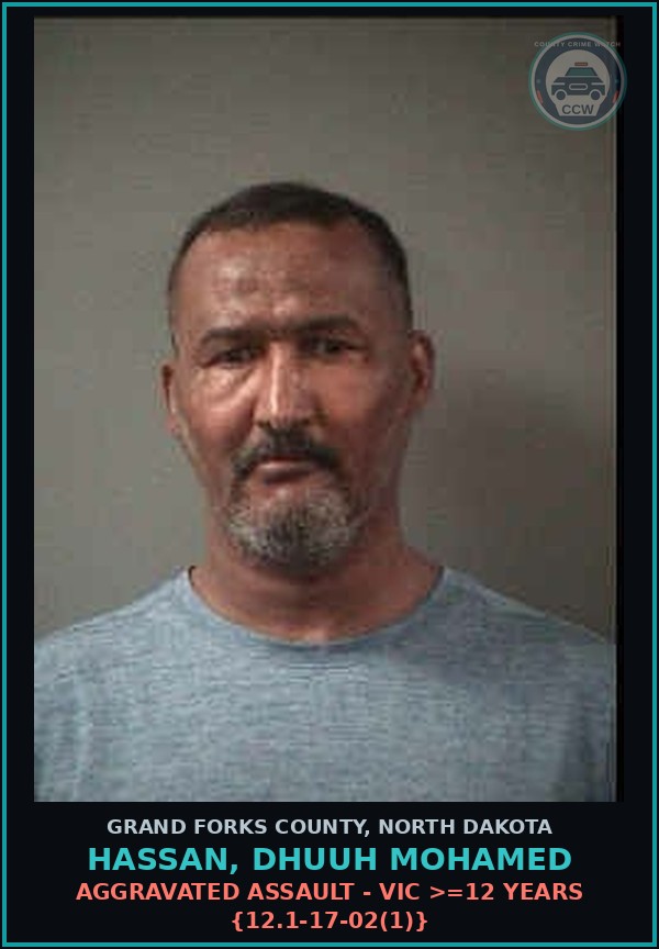 Booking mugshot of Hassan, Dhuuh Mohamed in Grand Forks County
