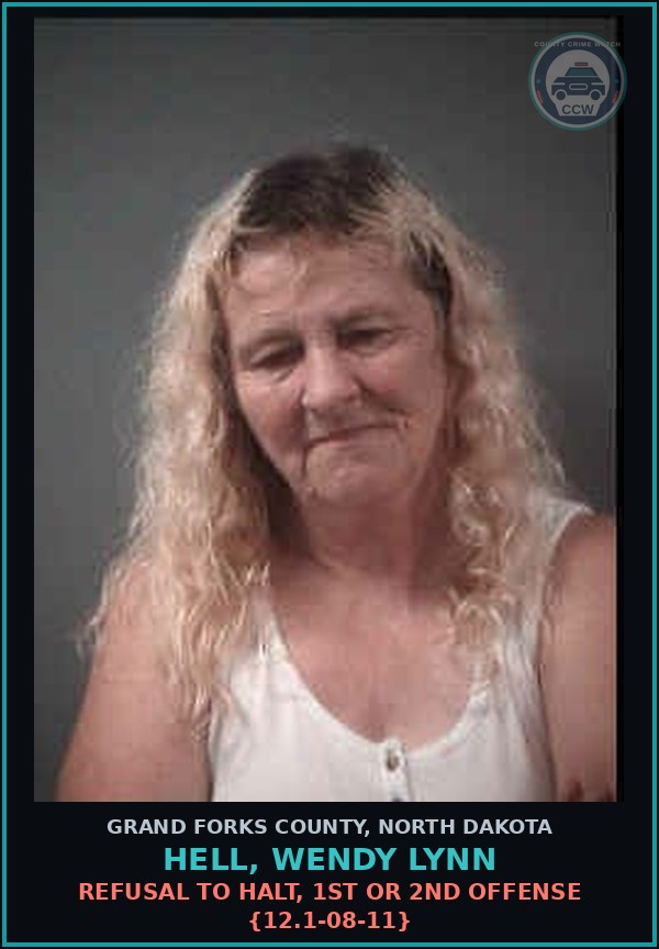 Booking mugshot of Hell, Wendy Lynn in Grand Forks County