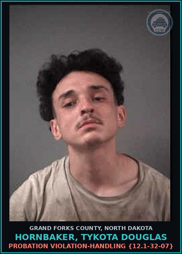 Booking mugshot of Hornbaker, Tykota Douglas in Grand Forks County