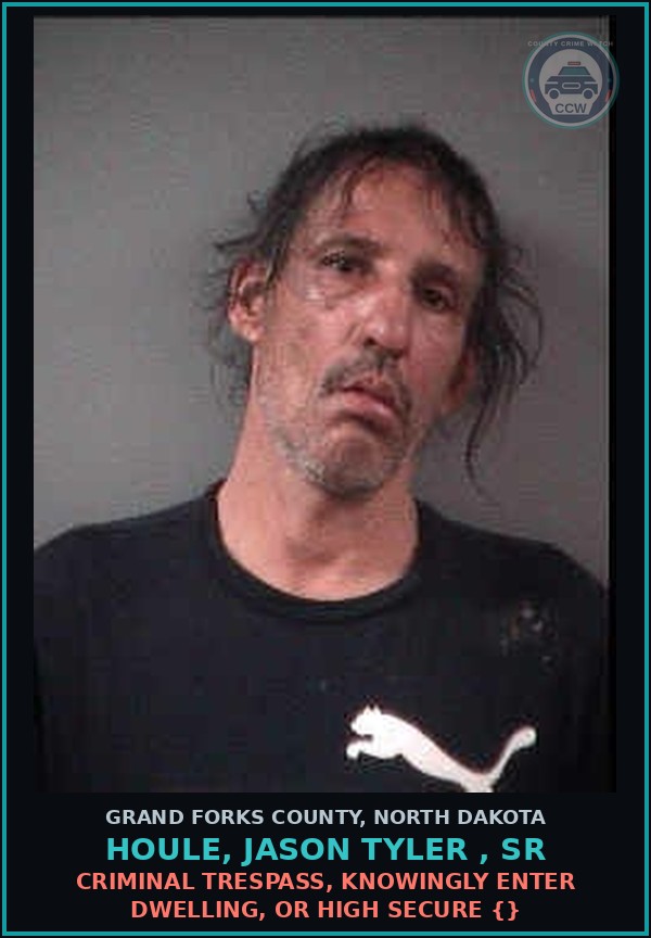 Booking mugshot of Houle, Jason Tyler , Sr in Grand Forks County
