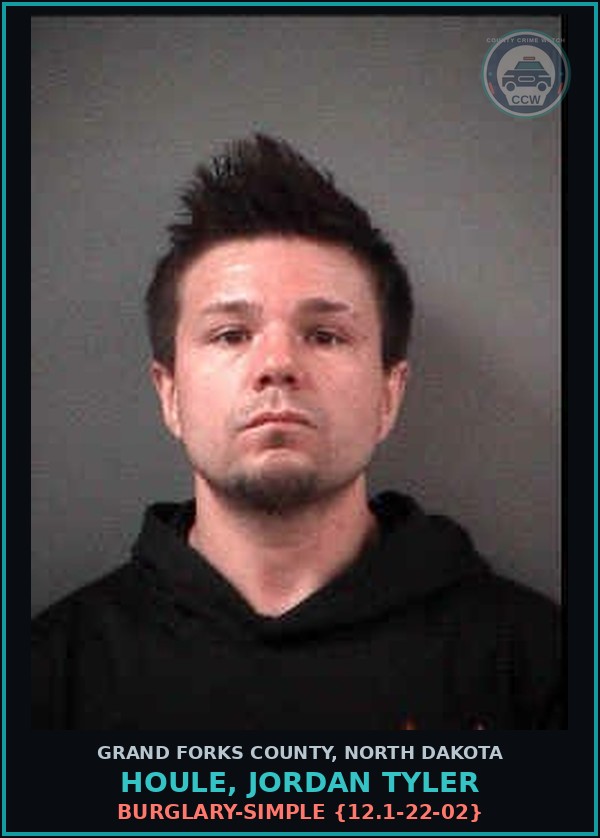 Booking mugshot of Houle, Jordan Tyler in Grand Forks County