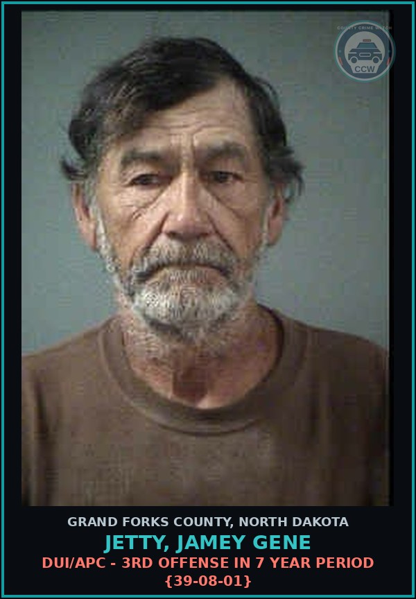 Booking mugshot of Jetty, Jamey Gene in Grand Forks County