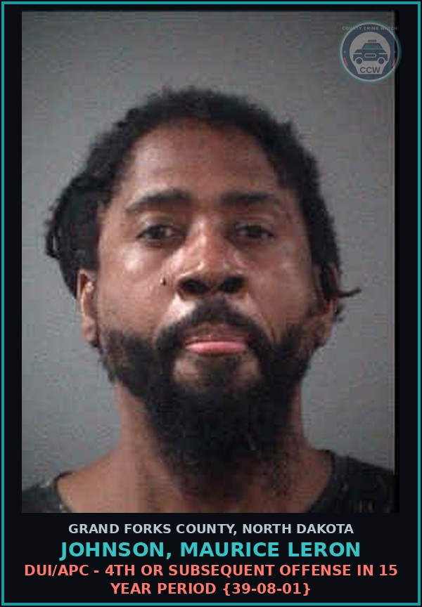 Booking mugshot of Johnson, Maurice Leron in Grand Forks County