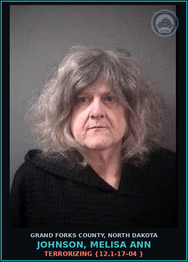 Booking mugshot of Johnson, Melisa Ann in Grand Forks County