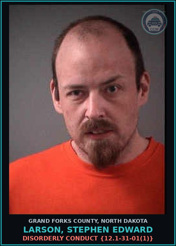 Booking mugshot of Larson, Stephen Edward in Grand Forks County
