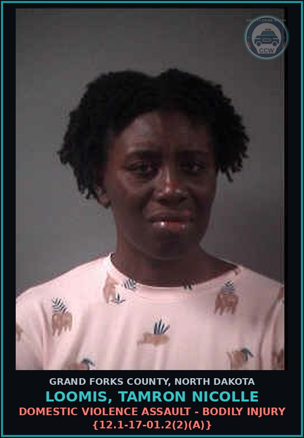 Booking mugshot of Loomis, Tamron Nicolle in Grand Forks County