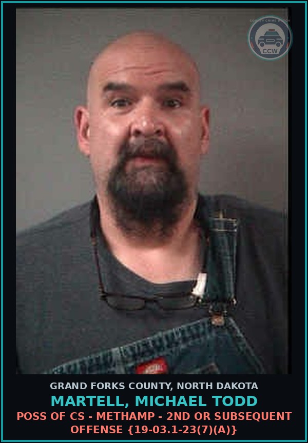Booking mugshot of Martell, Michael Todd in Grand Forks County