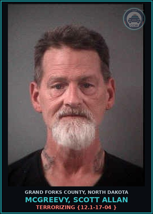 Booking mugshot of Mcgreevy, Scott Allan in Grand Forks County