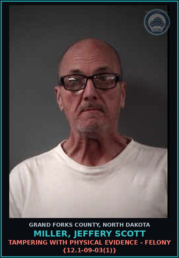 Booking mugshot of Miller, Jeffery Scott in Grand Forks County