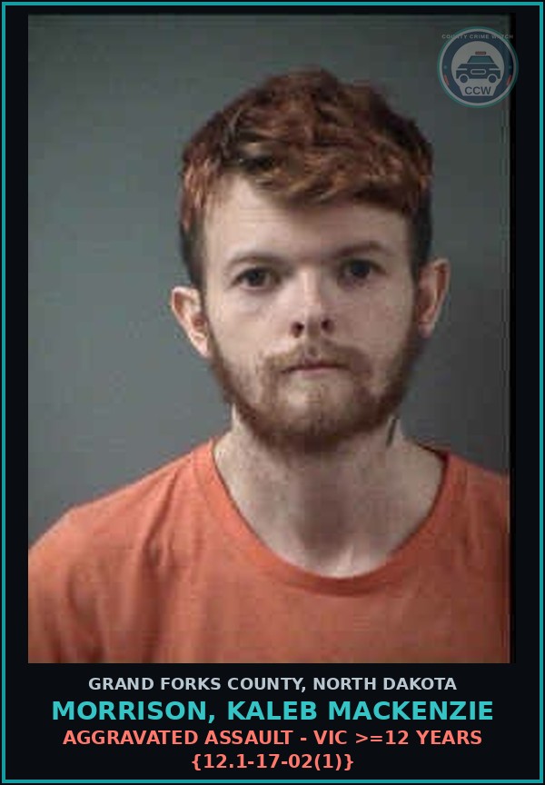 Booking mugshot of Morrison, Kaleb Mackenzie in Grand Forks County