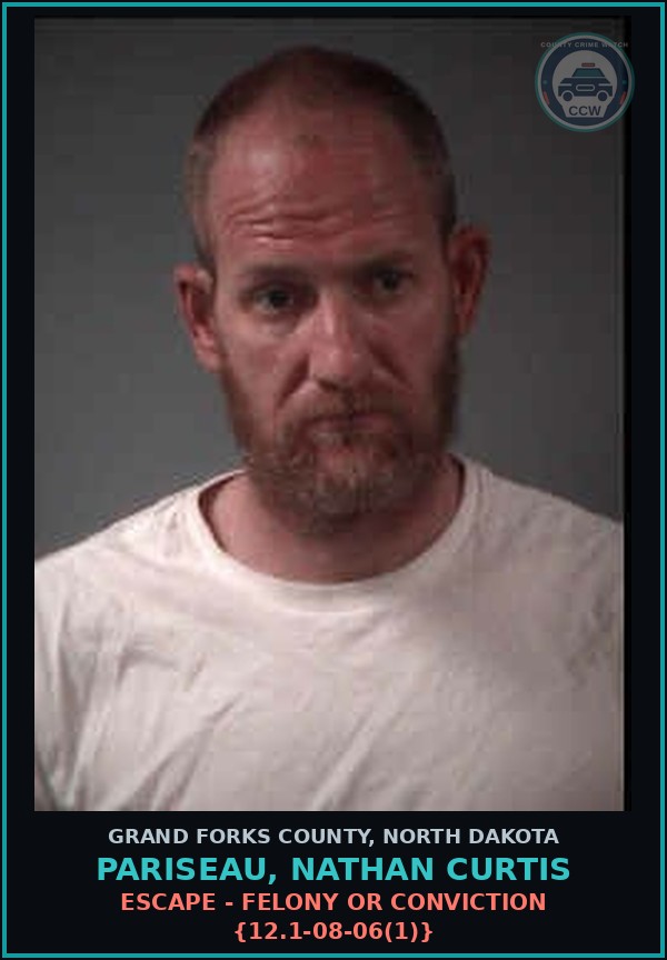 Booking mugshot of Pariseau, Nathan Curtis in Grand Forks County