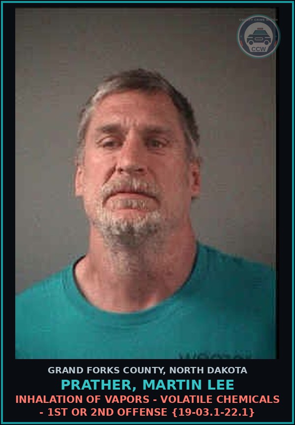Booking mugshot of Prather, Martin Lee in Grand Forks County