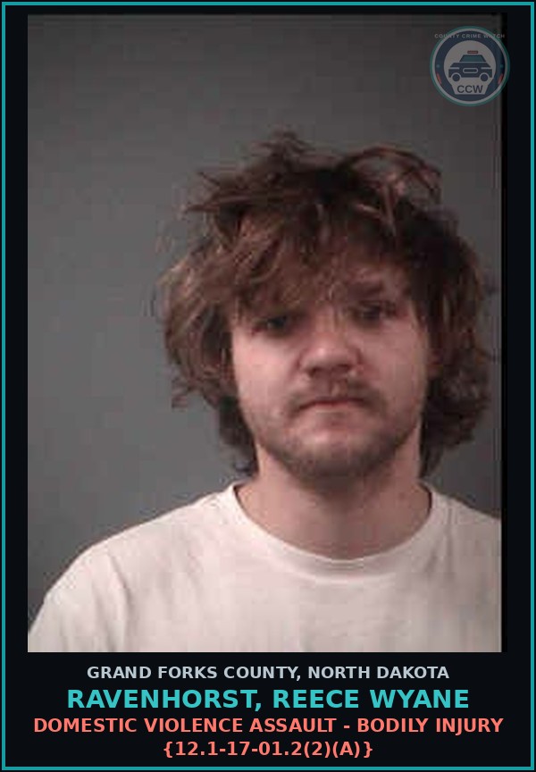 Booking mugshot of Ravenhorst, Reece Wyane in Grand Forks County